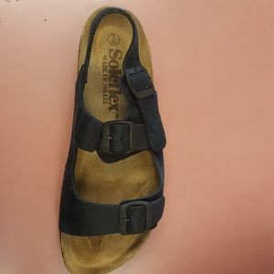 Nib blk leather sandal
